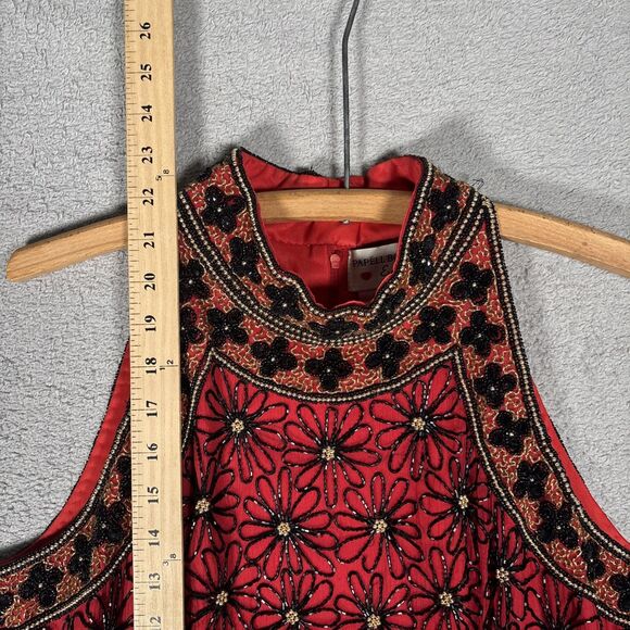 Papell Boutique Halter Top Women’s Size L Red Silk Dark Fairy Romantic Goth Vamp - Picture 10 of 16